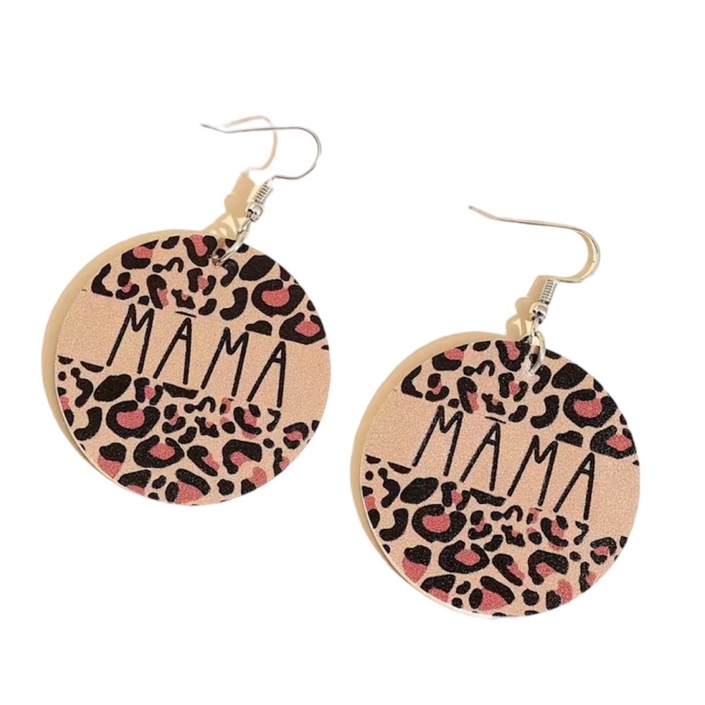 Leopard Print MAMA Graphic Earrings